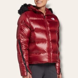The North Face W Glades Short Down Hoody Pomegranate Quilted Puffer Jacket Large